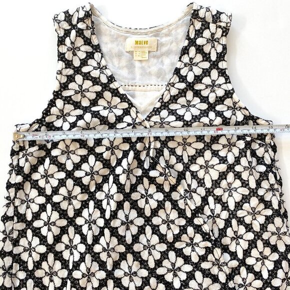 Maeve Anthropologie Sleeveless Blouse Size 0 Black & White Floral Lace Overlay - Picture 14 of 14